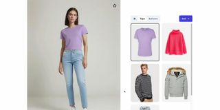 An interface containing a list of clothing items and a person wearing the selected items.