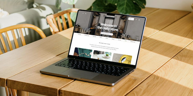 The homepage of the Deity Store ecommmerce website